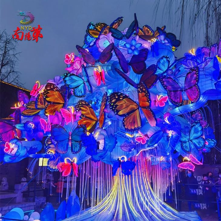 Giant Fabric Lantern Tree With Butterflies Giant Fabric Lantern Tree With Butterflies